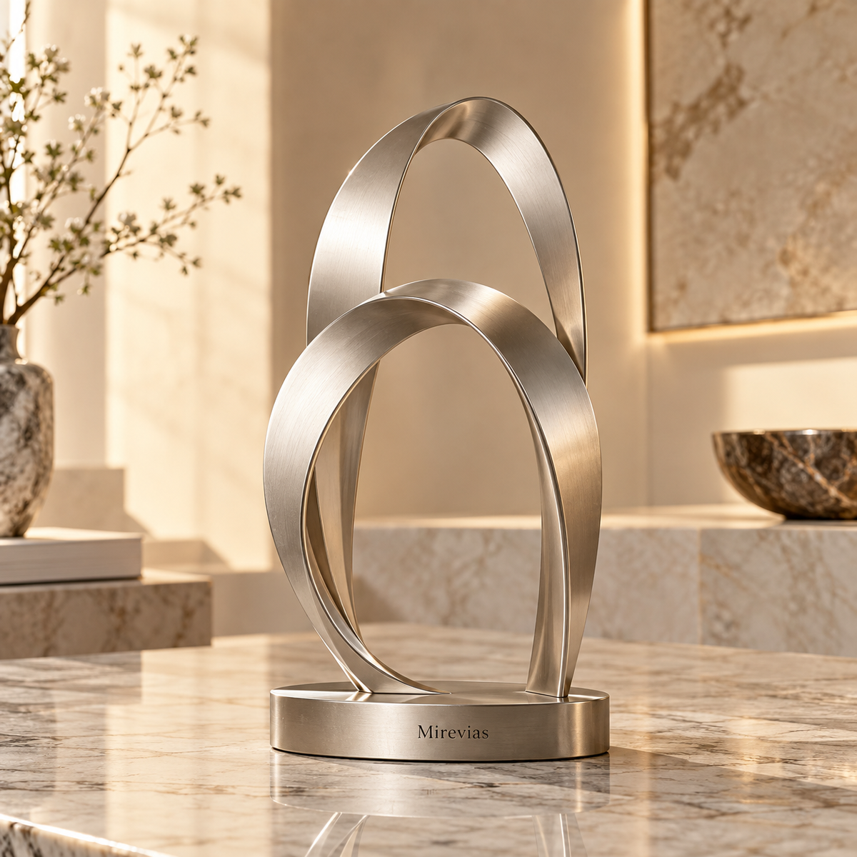 Elzaraly™ Interwoven Harmony Metal Sculpture styled in a living room