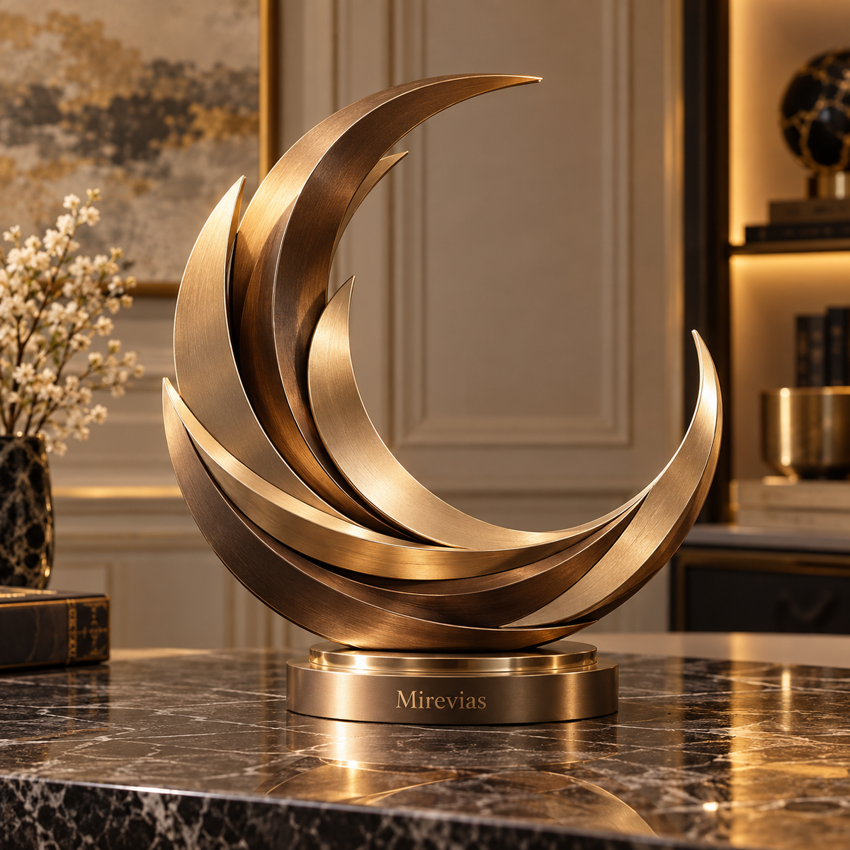 Elzaraly™ Moonlit Crescent Metal Sculpture